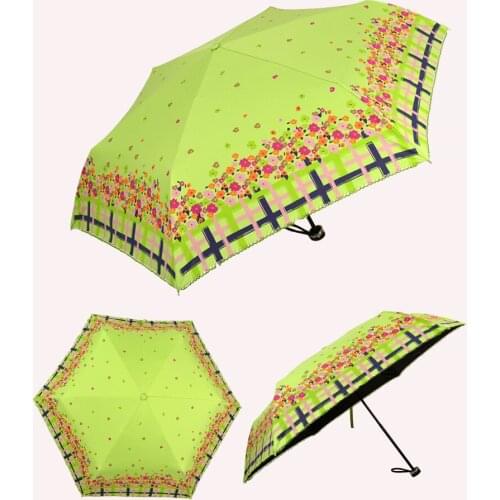 3pcs/lot,3lots 1lot free three fold 210T pongee 4 times black coating UV protecting alloy fiberglass falling leaves parasols