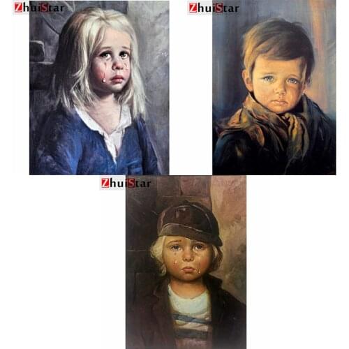 5d diamond painting full square / round diamond embroidery crying kids diamond diy mosaic home decoration drop shipping