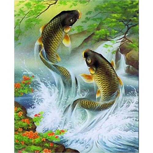 Carp diamond painting fish DIY diamond embroidery 5D square/round mosaic picture of rhinestone home decor drop shipping