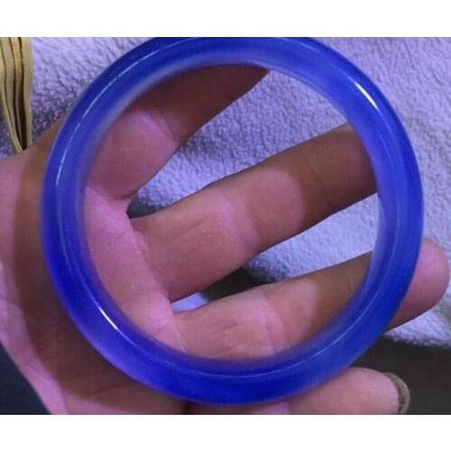 Free shipping Beautiful Chinese Natural Blue manao Chalcedony stone Bangle Bracelet