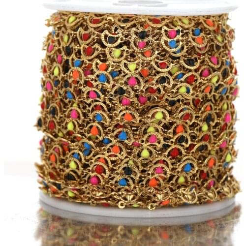 1 Meter Stainless Steel Gold Moon Eyes Colorful Enamel Chains for DIY Jewelry Making Necklace Findings Crafts Bracelet Supplies