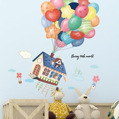 [SHIJUEHEZI] Colorful Balloons Wall Stickers DIY Cartoon House Wall Decals for Kids Rooms Baby Bedroom Nursery Decoration