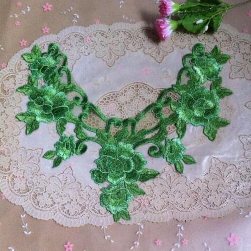 1 Piece 33*24.5cm Fresh Green Elegant Wedding Bridal Hair Accessories DIY Material Flower Lace Applique Patches Collar