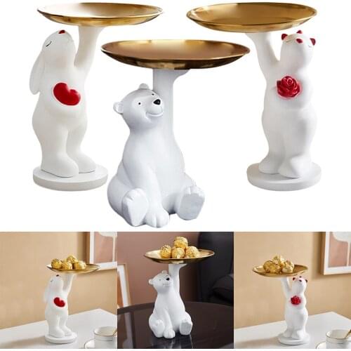 Resin Animal Figurine Key Storage Tray Holder Home Porch Decoration Gifts