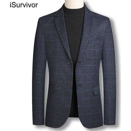 ISurvivor 2021 Mens plaid suit gentleman casual fashion gentleman one-piece suit slim youth popular single-breasted