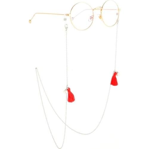 JGL0037 2020 design retro red color tassel Eyeglasses chain Lanyard Pearls Handmade Eyeglasses Chain Euripe elegant lady jewelry