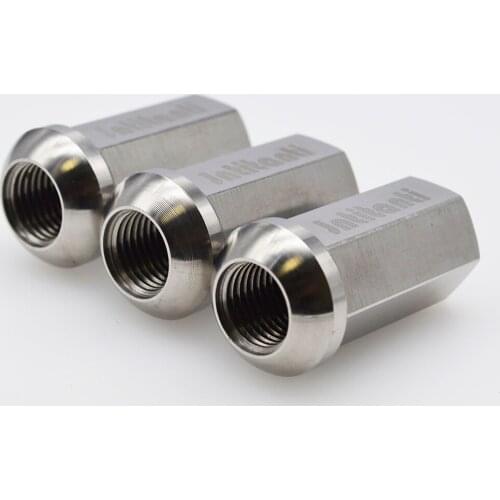 Silver lightweight Gr5 titanium wheel nut with ball seat M14*1.5*45