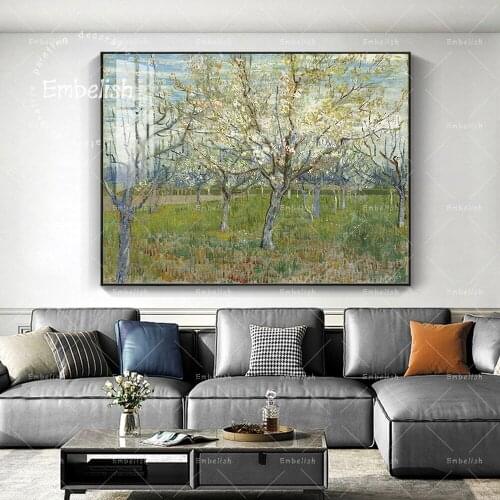 The Pink Orchard Flowers Canvas Oil Paintings By Vincent van Gogh Wall Art Pictures Home Decor Posters For Living Room