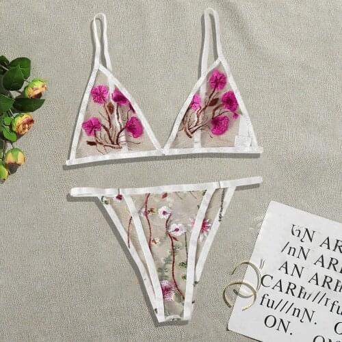 Erotic Lingerie Set Embroidery Transparent White Babydoll Underwear Sleepwear for Women 2021 New Fashion Bielizna Erotyczna