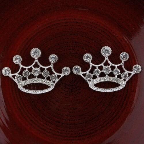 30pcs/Lot 39x59MM Rhinestone Crown Flatback Rhinestone Embellishment Clear Flat Back No Shank