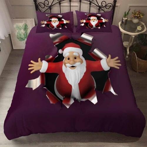 KTLRR 3D Red Christmas Santa Claus Duvet Cover Set(1PC Duvet Cover,2PC PillowCase),100% superfine fiber Christmas Bedding Sets