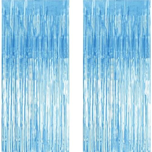 Tinsel Foil Fringe Curtains Blue Birthday Graduation Bachelor Party Photo Backdrop Wedding Halloween Christmas Curtain Decor1*2m