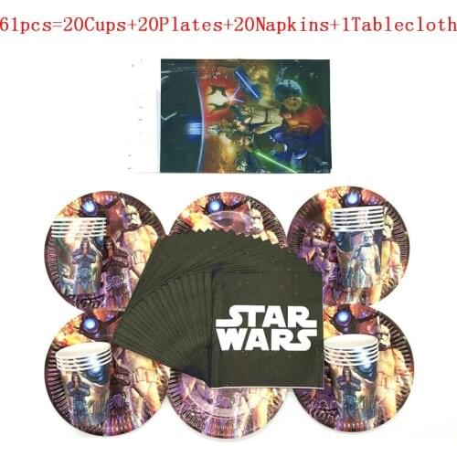 Disposable Party Tableware Birthday Party Shower Decor Supplies/Cups/Plates/Tablecloth/Baby Kids Favorite Star Wars Party Theme