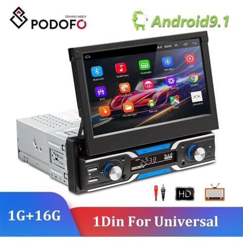 Podofo 1Din Android 9.1 Car Radio 7'' For Universal Nissan Kia Skoda Passart Car Multimedia Player 1Din GPS Navigation Wifi MP5