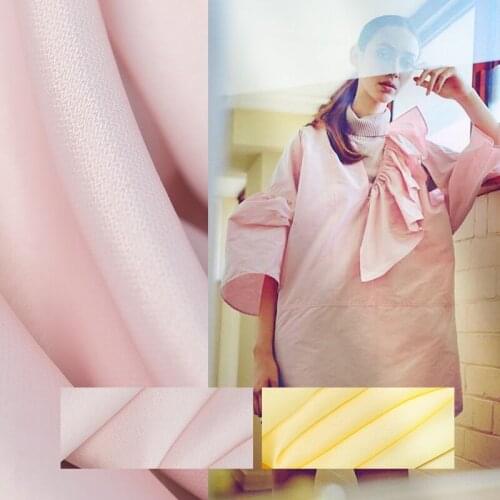 Plain and solid silk blends polyester fabric,slight sculpture,light yellow and pink,sewing for dress,skirt,craft by the yard