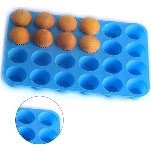 Mini Muffin Cup 24 Hole Silicone Soap Cookies Cupcake Bakeware Mini Cake Pan Tray Mould Home DIY Cake Baking Tool Mold