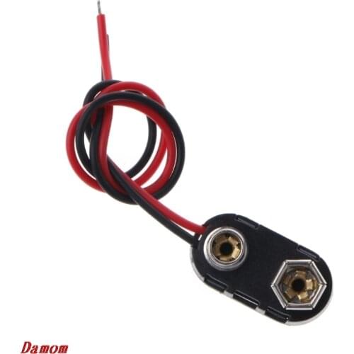 PP3 9V Battery Clip Connector I Type Tinned Wire Leads 150mm Black Red Damom