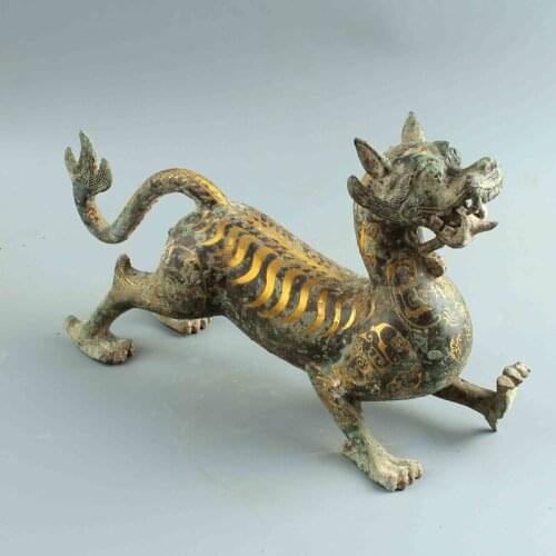 Antique Old Chinese bronze Sculpture--Rui beaststatue, hand carved crafts ,Home Decorations / collection&adornment