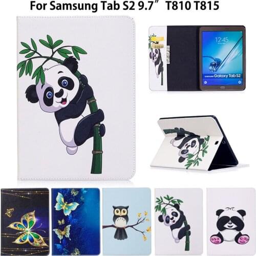 Tab S2 9.7 Case Panda Pattern Cover For Samsung Galaxy Tab S2 9.7 T810 T815 T813 T819 Smart Case Cover Tablet PU Leather Funda