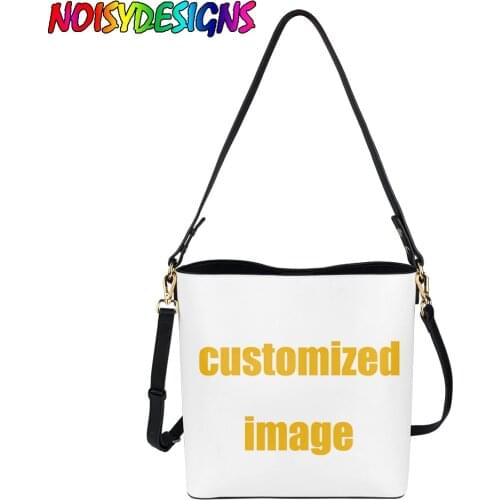 NOISYDESIGNS Customized Design Women Large Buckets Bag Handbags Luxury Leather Shoulder Messenger Bag Totes Custom Printing