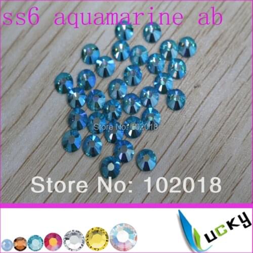 Top A quality 1440pcs ss6 Aquamarine ab color 2038 imitations of swarov hotfix DMC rhinestones with stronger glue crystal