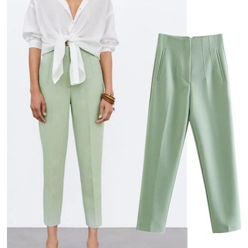 Jenny&Dave Women Pantalon Femme Trousers England Style Fashion Simple Solid Casual Pants Women High Waist Harem Pencil Women