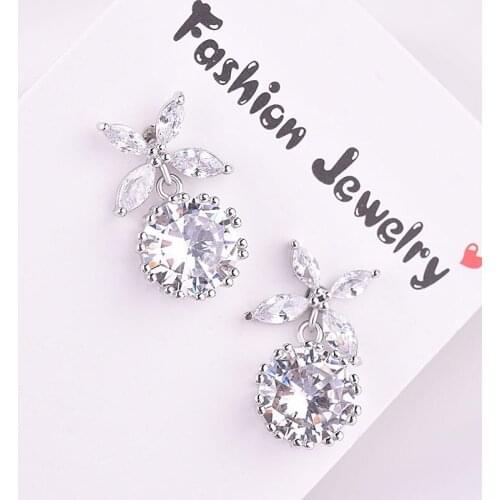 MENGYI Hot Selling Exquisite 9 2 5 Jewelry Flower Shiny Cubic Zirconia Drop Earrings For Women Bride Luxury Wedding Earrings