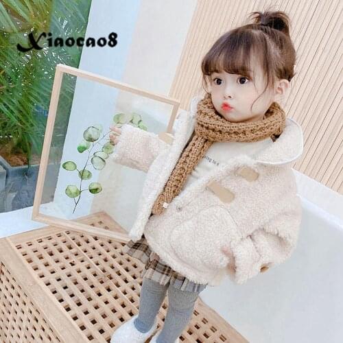 Winter Baby Girl Clothes Outerwear Kids Solid Imitation Lambswool Thick Warm Jacket Coat for Girls Toddler Children Clothing 8 6