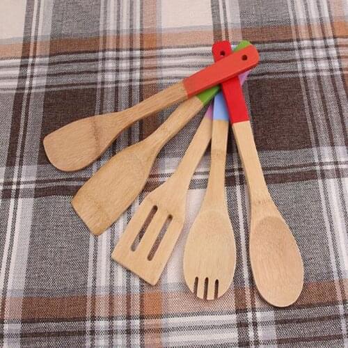 1Pc Natural Health Bamboo Wood Kitchen Utensils Spatula Spoon Mixing Holder Cooking Utensils Dinner Food Wok Shovels 5 Type