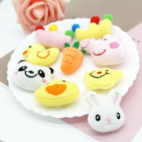 10PCS/Lot Lovely Plush felt Rabbit cotton doll Patches Applique Crafts for Children garment Accessories and hat Accesssories