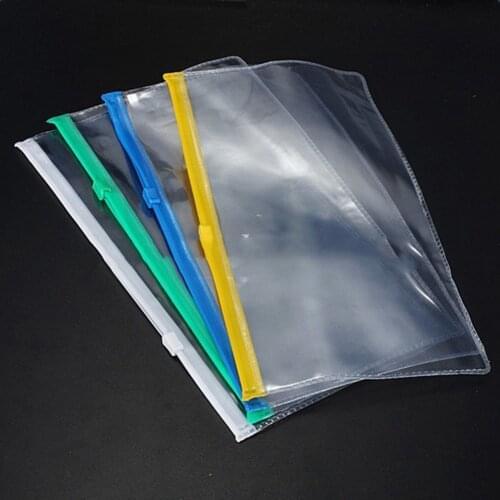 2Pcs Clear Portable Waterproof Filing Bag Zip Folder Pencil Pen Case Bag Pouch