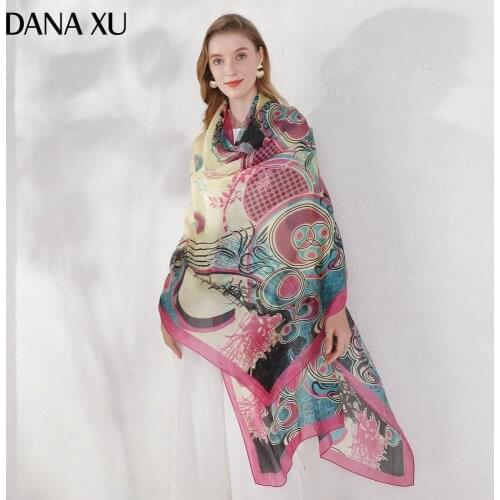 2020 Silk Long Scarf Luxury Brand Women New Design Beach Blanket Shawl Wear Swimwear Bandana Hijab Face Shield Foulard