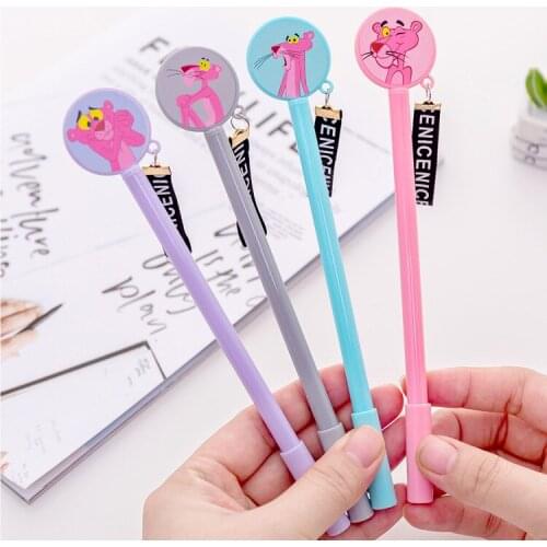 24 pcs Cartoon Leopard Neutral Pen gel Water Pen Cute Pink Girl Heart Water Pens Signature Stationery Office School Supplies