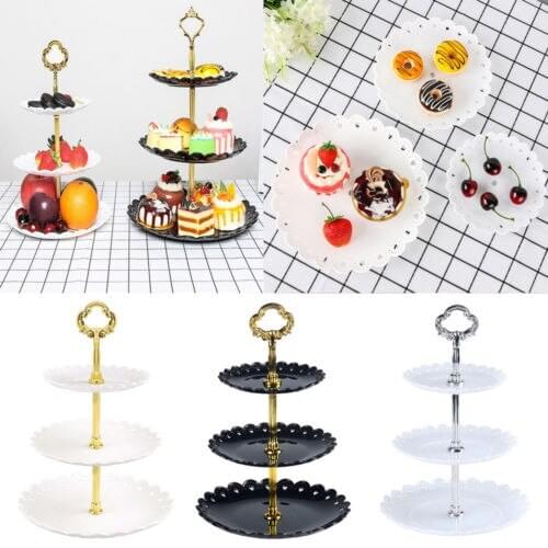 3 Tier Plastic Cake Stand Afternoon Tea Wedding Plates Party Tableware New Bakeware Cake Shop Three Layer Cake Rack Cake Stand