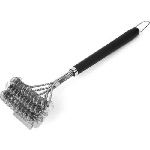 60% Hot Sale BBQ Grill Brush Barbecue Stainless Steel Bristle Long Handle Cleaning Scraper Kitchen Tools Gadgets