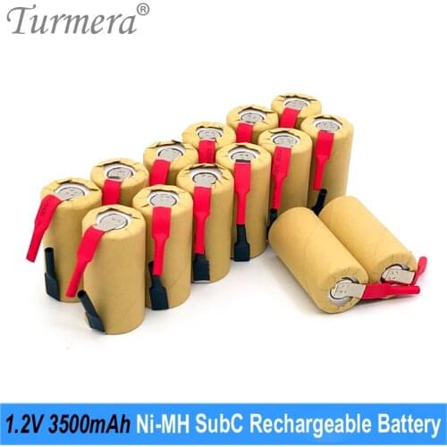 Turmera Sub C 3500mAh 30A 1.2V Ni-MH Rechargeable Battery Soldering Strip for 9.6V 10.8V 12V 14.4V 18V 24V Screwdriver Drill Use