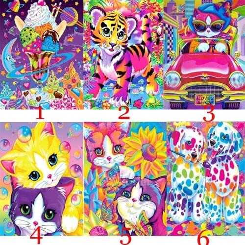 5D Diamond Painting DIY Round Full Colorful Dog Cat Animal Diamond Embroidery Kit Home Decoration Crafts