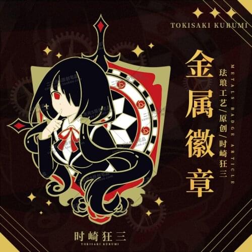 Anime Tokisaki Kurumi DATE A LIVE Cute Badge Button Brooch Pins Cosplay Cartoon Collection Cartoon Clothing Decor Xmas Gifts