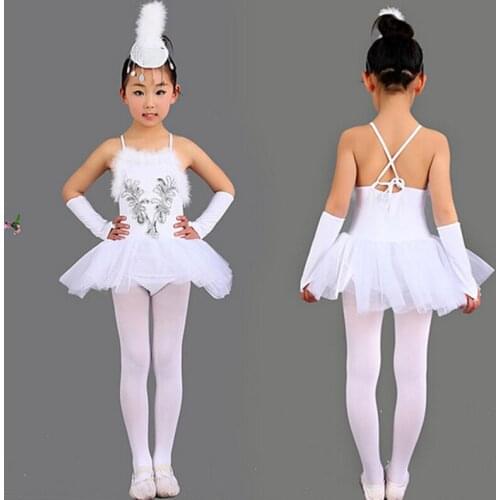New Arrival White Swan Lake Ballet Costumes Kids Sequin Feather Ballet Clothes Dance Ballet Dress for Children Piece Girls Lace
