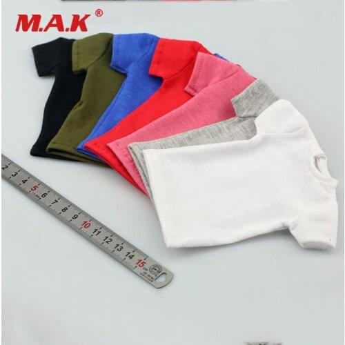 New Arrival 1/6 Scale Male/Female Action Figure Clothes Solid Color Short Sleeve T-shirt Accessory for 12'' Action Figure Model