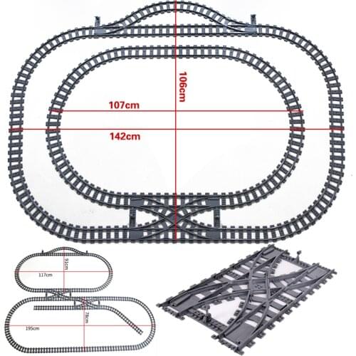 City Trains Flexible Tracks Forked Straight Curved Rails Switch Building Block Bricks Technical Creator Toys for kid