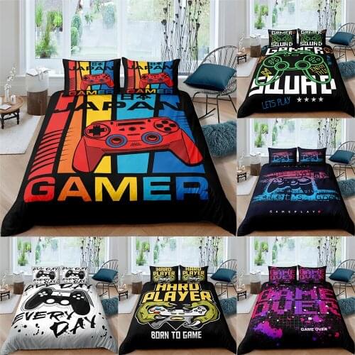 Gamepad Bedding Set Modern Gamer Duvet Cover With Pillowcase Kids Boys Girls Cartoon Printed Bedroom Decor