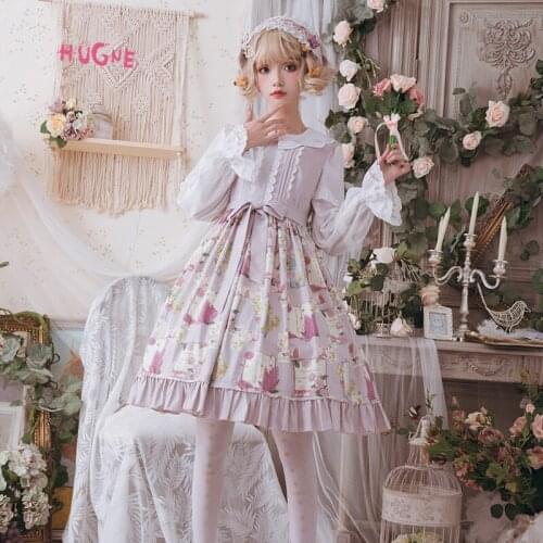 Hugne Summer Flowers & Sweet Printed Lolita Casual JSK Dress