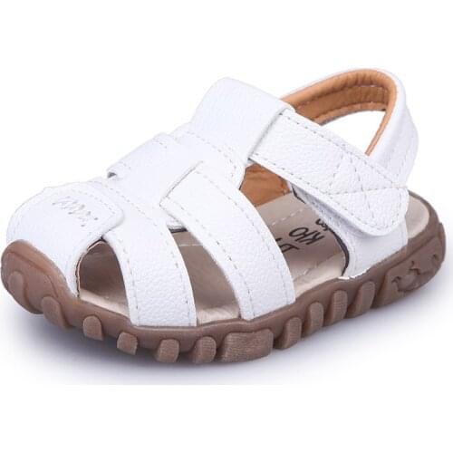 Summer Baby Boy Shoes Kids Beach Sandals For Boys Soft Leather Bottom Non-slip Closed Toe Safty Shoes Children Shoes