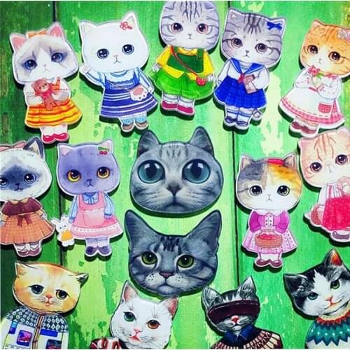 Hot Sale 1PCS Meow Star People Acrylic Brooch Badges Decoration on Backpack Women Clothes Decorative Brooches Lovely Cat Pins