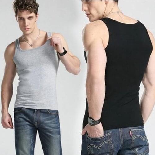 Cotton Men Tanks Solid Color Top Sleeveless Men Underwear Muscle Vest Undershirts Slim Fit Gymclothing Vest Bodybuilding Singlet