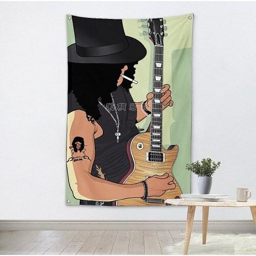 Metal Music Stickers Rock Band Poster Four Holes Banners Wall Flags Tapestry Cloth Art Bar Cafe Hotel Theme Background Decor E5