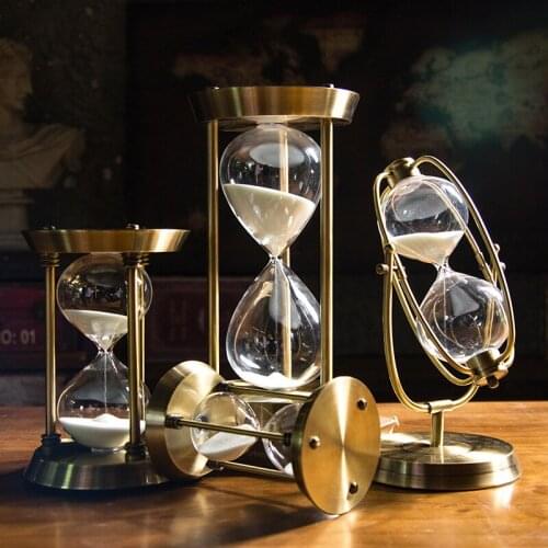 EUROPEAN RETRO METAL HOURGLASS HOME OFFICE VINTAGE DECORATION CREATIVE TIMING HOURGLASSES IRON GLASS DECORATIONS HANDMADE CRAFT