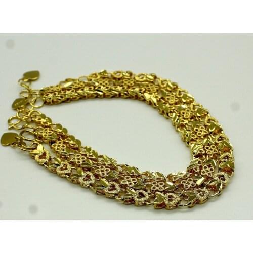 Fashion Bracelet Carved Beads Women Solid 18K Yellow Gold Plated Ball Shape Alluvial Gold Bracelet Bangle Jewelry Wholesale