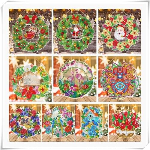 Diamond Painting Wreath Christmas Decor Diamond Embroidery Kit Special Shaped Drill DIY Cross Stitch Art Craft Home Wall Decor